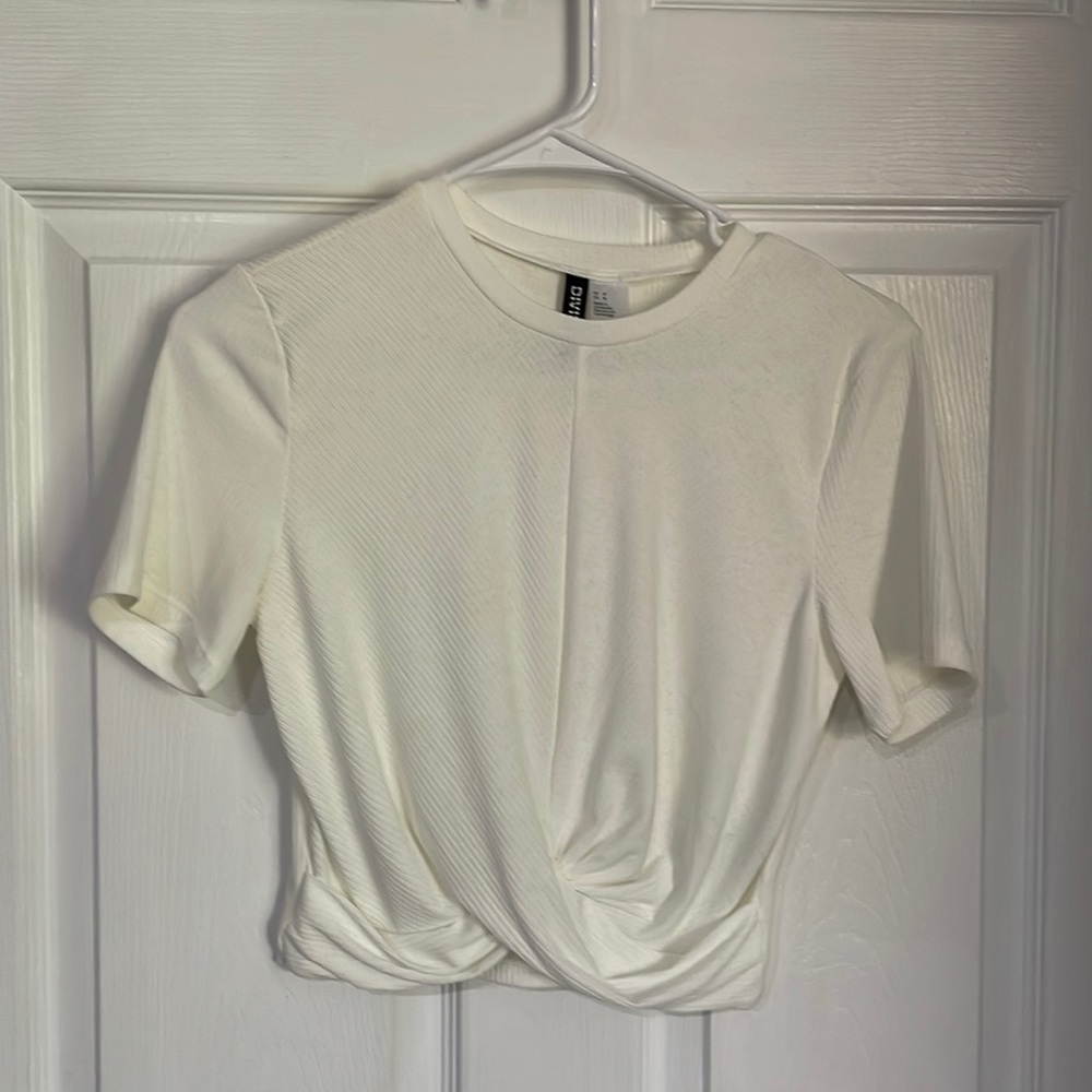 Divided girls crop top. Cream colored. Size medium.